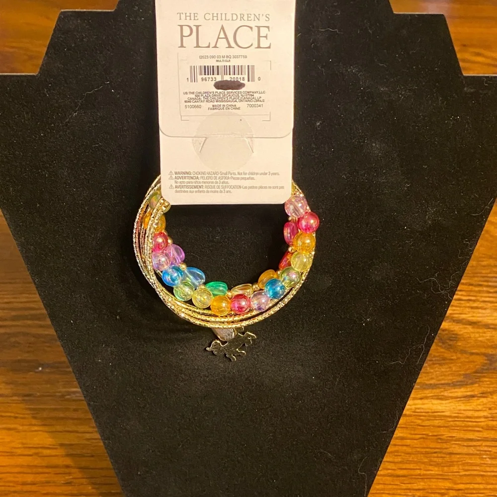 The Children's Place Girls Colorful Beaded Bracelet Set Unicorn Charm 7 Pack NWT